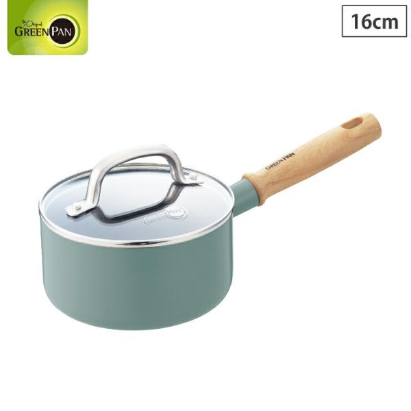 グリーンパン メイフラワー ソースパン 16cm ガラス蓋 IH対応 GREENPAN CC0021...