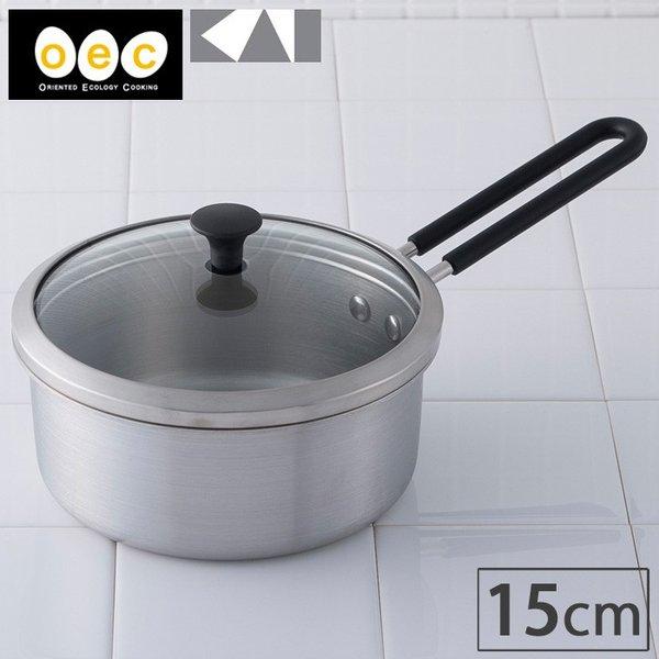 貝印 o.e.c. minima ミニマ 片手鍋 15cm ガラス蓋付き　キッチンツール 調理器具