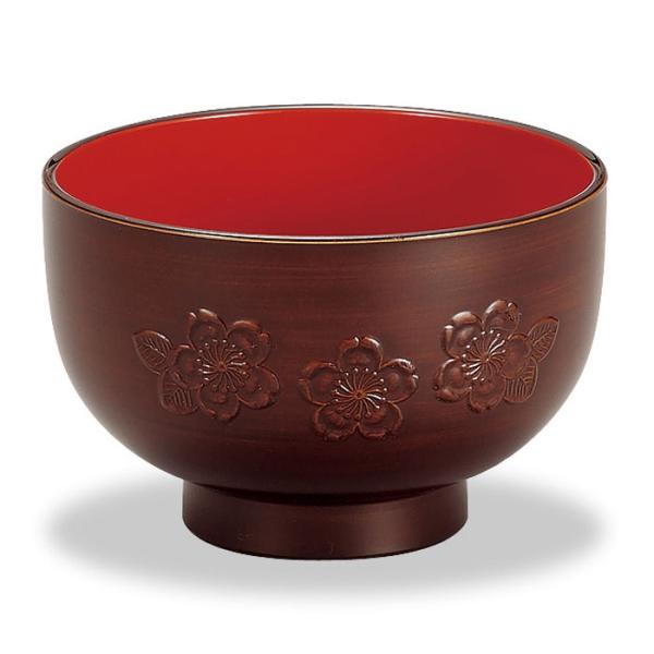 レンジシリーズ レンジ汁椀 さくら彫栃木目 M11970-1 ミタニ 漆器 食器 キッチン用品 電子...