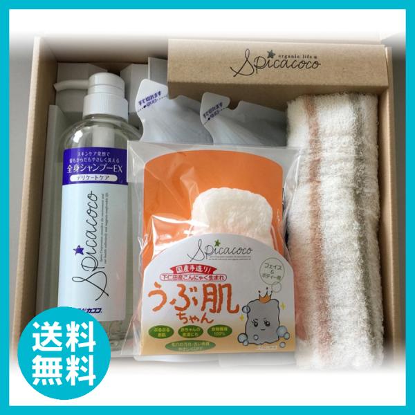 スピカココ 全身シャンプーEXポンプ630ml 詰替500ml 2個 こんにゃくスポンジ オーガニッ...