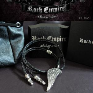 Rock Empire ロックエンパイア ペンダント ネックレス 卓出 レザー 翼 シルバー925 Re 1029
