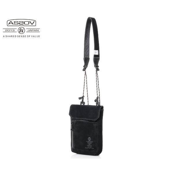 アッソブ ミニショルダーバッグ/ブラック メンズ ウォータープルーフスエード 091758 AS2O...