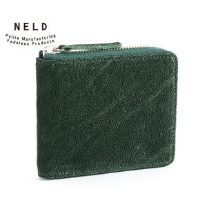 ネルド ラウンド短財布/グリーン メンズ ゾウ an222 NELD【選べるノベルティ付】