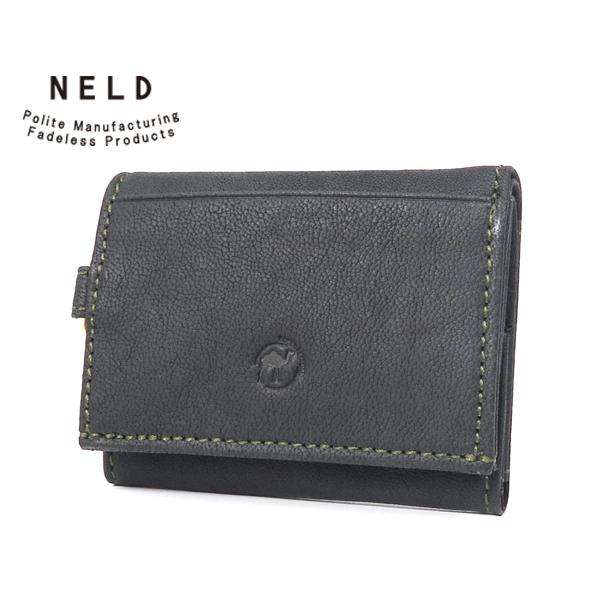 ネルド ミニ財布/ブラック メンズ ラクダレザー an293 NELD【選べるノベルティ付】