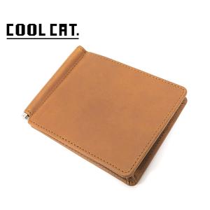 チェラート 小銭入れ付き 二つ折りマネークリップ クールキャット刻印 プエブロレザー/コニャック メンズ psb-048 celato【選べるノベルティ付】