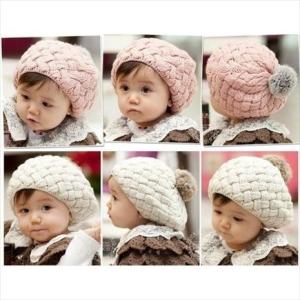 手編み風ニット帽 帽子 ニット キッズ ベビー 子供用