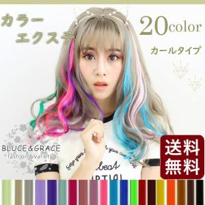 カラーエクステ カールタイプ 全20色 ウィッグ エクステンション