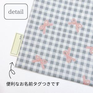 巾着袋 小 女の子 コリアン風チェック りぼん...の詳細画像2