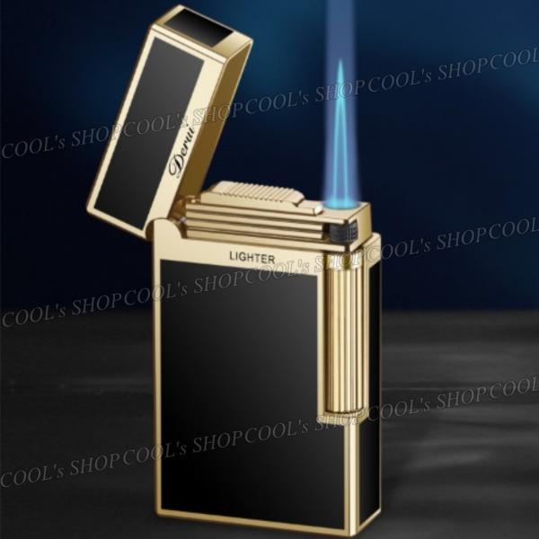 シンプルデザイン ガスライター フリントターボライター Derui ローラー 横回し ジェット 送料...