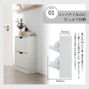 シューズボックス 2段 2層 下駄箱 奥行き2...の詳細画像3