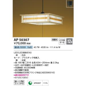 コイズミ照明　AP50307　和風照明 ペンダントライト LED一体型 段調光 昼白色 フランジタイプ スイッチ付 〜12畳 白木