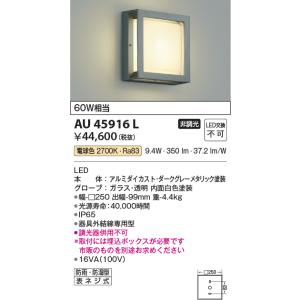 コイズミ照明　AU45916L　ポーチライト 壁 ブラケットライト LED一体型 電球色 防雨・防湿型 ダークグレーメタリック