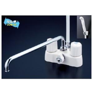 KVK シャワー水栓 KVK KF12E デッキ形2ハンドルシャワー 取付ピッチ