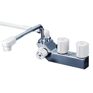 KVK シャワー混合栓 KF207N 台付ハンドル　未使用品 KVK KVK KF207N デッキ型一時止水付2ハンドルシャワー（左側シャワー