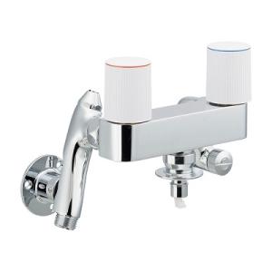 カクダイ 127-314 水栓金具 洗濯機用混合栓 ストッパー 増設クランク付 逆流防止機能付