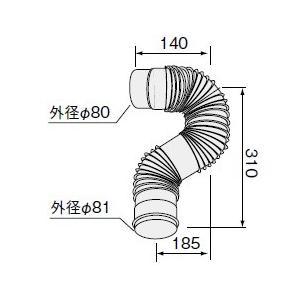石油ふろ給湯器 ノーリツ 部材　【φ80エビ管A  0500947】　給排気筒部材