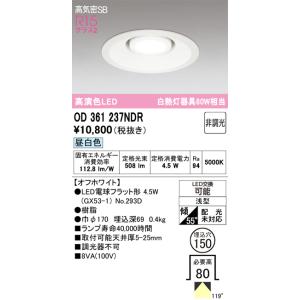 ODELIC（オーデリック） OD261807 防雨型 ダウンライト 軒下用 昼白色