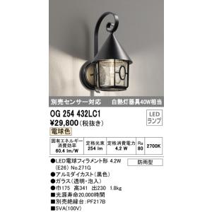 オーデリック　OG254432LC1　エクステリア ポーチライト LEDランプ 電球色 防雨型 ブラック｜coordiroom