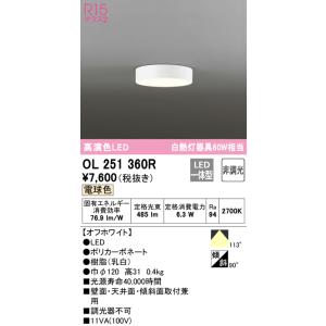 OL251360R オーデリック LED小型シーリングライト 電球色【OL251360の