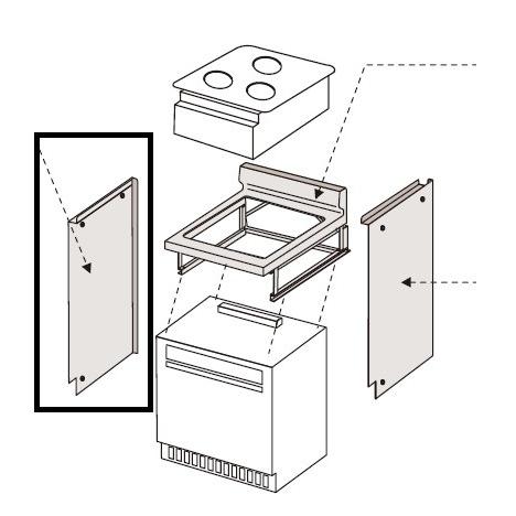 ビルトインコンロ 部材 パロマ　PCRB-J80L　自立ユニット用側板（左） 高さ80ｃｍ