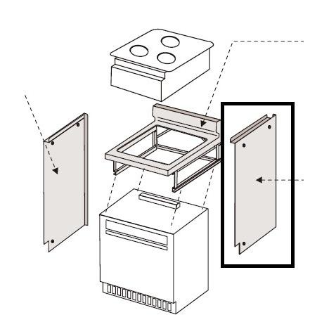 ビルトインコンロ 部材 パロマ　PCRB-J80R　自立ユニット用側板（右） 高さ80ｃｍ