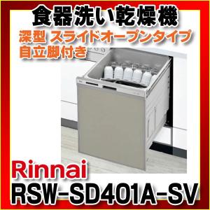 リンナイ　RSW-SD401A-SV　ビルトイン食器洗い乾燥機 幅45cm 深型スライドオープン ぎっしりカゴタイプ スタンダード 自立脚付き シルバー｜coordiroom