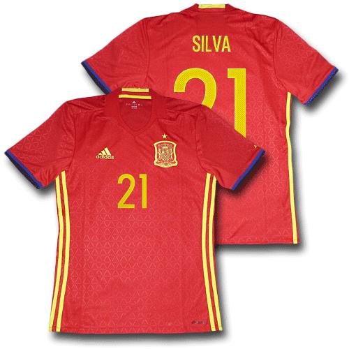 <アディダス>2016/18スペイン代表　ホーム　#21・ダビド・シルバ　半袖ユニフォーム