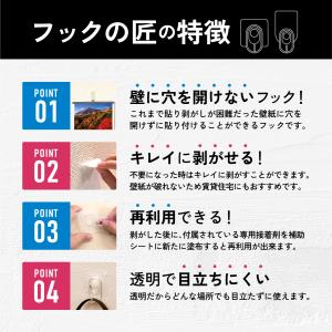 フック 壁掛け 透明 クリア はがせる 繰り返...の詳細画像2