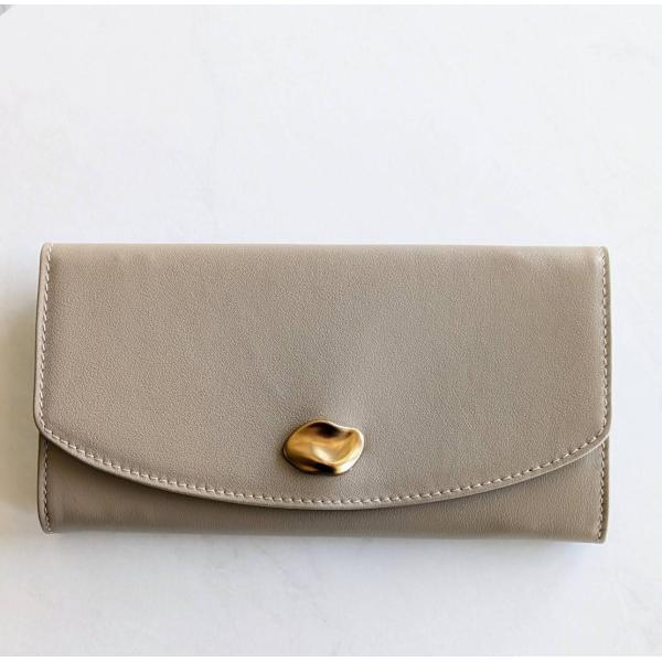 長財布 レディース 本革 牛革 グレージュ ベージュ シンプル 上品 収納力 大人可愛い 使いやすい...