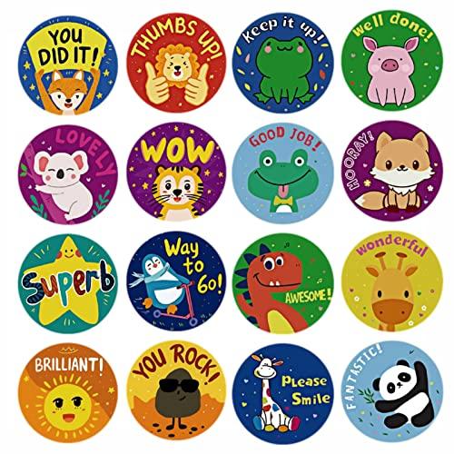 ごほうびシール 英語 1000枚 ご褒美シール 良くできました シール 2.5cm 動物 キャラクタ...