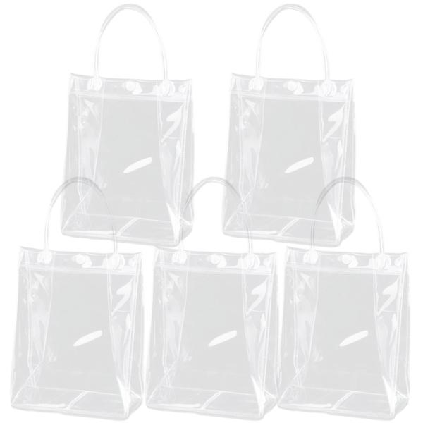 クリアバッグ 透明バッグ ビニールバッグ ラッピング バッグ 透明 手提げ 5個セット (M 17*...