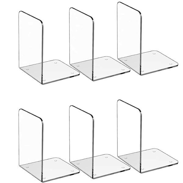ブックエンド ブックスタンド 仕切りスタンド アクリル 卓上 シンプル 透明 クリアスタンド 6個セ...
