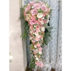 プリザーブドフラワー　花　ギフト　ブライダル　ブーケ　キャスケードブーケ　ハイクラス　ピンク　結婚祝い　結婚式　bo-024