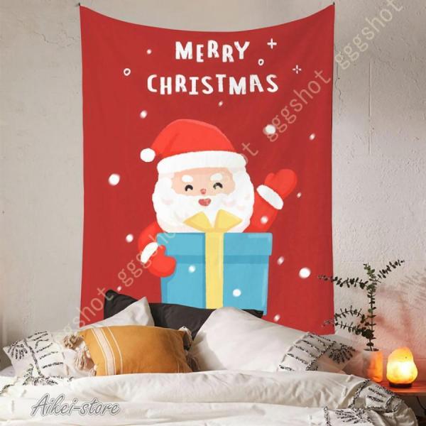 メリークリスマス タペストリー レトロ 可愛い クリスマスソックス 壁掛けタペストリー 壁飾り 家 ...