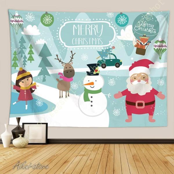 メリークリスマス クリスマス飾り タペストリー 飾り 布ポスター 壁飾り クリスマスツリー 壁掛け ...