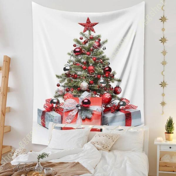 タペストリー メリークリスマス クリスマスタペストリー 暖炉 クリスマスツリー インテリア 壁掛けタ...