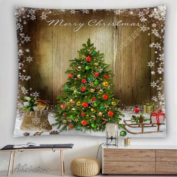 メリークリスマス タペストリー 暖炉 クリスマスツリー クリスマスソックス 壁掛けタペストリー 壁飾...