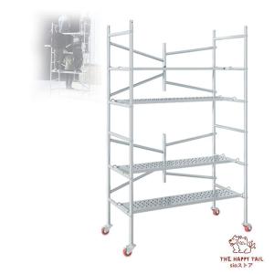 高所作業台 作業用踏台 足場台 移動式作業台 折りたたみ式足場 作業用階段 足場板 太い鋼管 耐荷重500kg 軽量 持ち運び便利 360°回転 キャスター付き 簡単な組｜元の銅屋