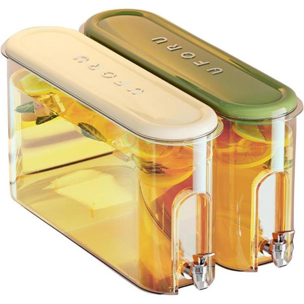 麦茶ポット ピッチャー お茶ポット冷水筒 冷蔵庫ポット 蓋付き 大容量 4L 透明 ドリンクサーバー...