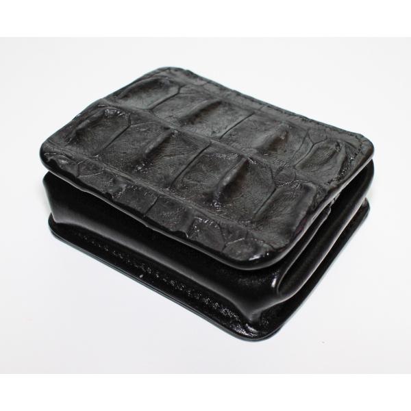最高級特注限定品！クロコダイル皮革 背コブ皮革 マグネットボタン留め コインケース シャムワニ シャ...