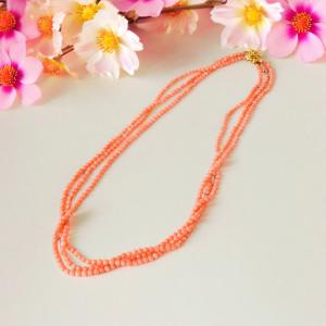 宝石珊瑚のSANSUI ミッド 珊瑚 ピンク ネックレス シルバー 無染色