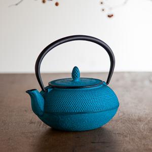 南部鉄器 急須 アラレ 0.6L トルコブルー カラーポット