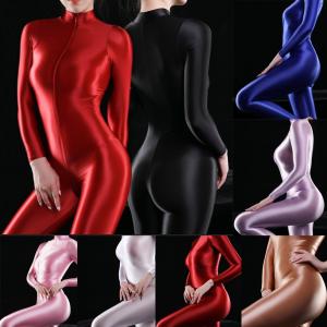 超セクシー 悩殺 光沢 ダブルファスナー　全身タイツ　ボディストッキング　ジャンプスーツ