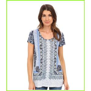 Lucky Brand Scarf Print Tee ラッキーブランド T Women 迅速な対応で商品をお届け致します Blue Multi Shirts レディース