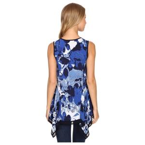 Adrianna Papell Sleeveless Side Shark Bite Top Adrianna Papell Tank Tops Women レディース Blue Multi Cinemanews24 Com