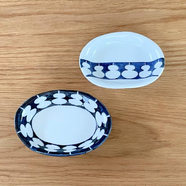 九谷焼 ／ 3.6号楕円皿/小皿 豆皿/ 帯瓢箪 渕瓢箪 / 和陶房 おしゃれ　かわいい　和食器　縁...
