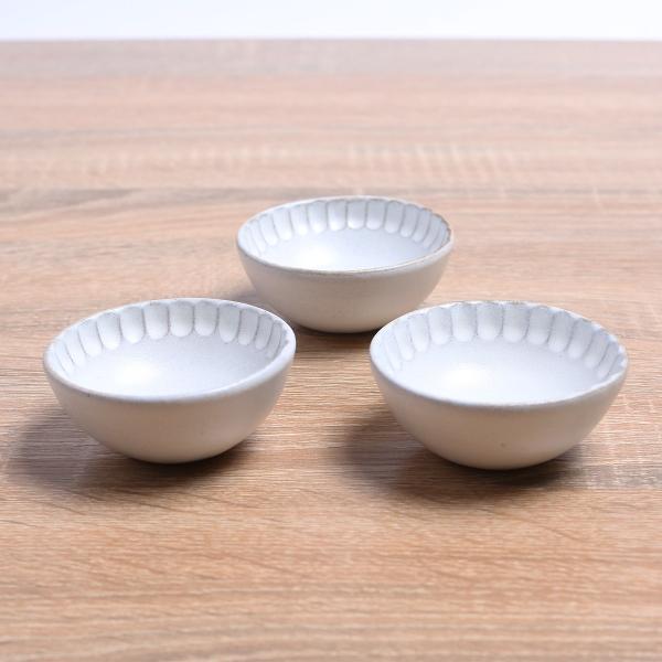 会津本郷焼／豆鉢 太しのぎ 白 皿 陶器／樹ノ音工房