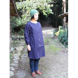 久留米織　ロング丈チュニック割烹着（M~L、LLサイズ）