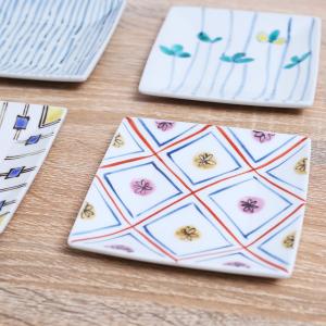 九谷焼 青郊窯4号八角皿揃（5枚セット）吉田屋風丸紋間取花鳥SK-021