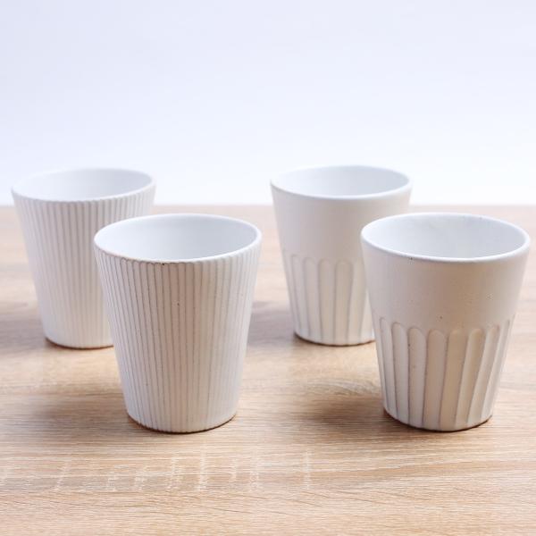 会津本郷焼／ビッグコップ 白しのぎ  陶器／樹ノ音工房